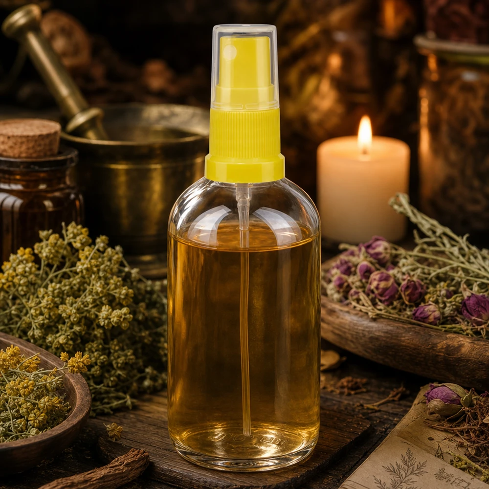 100ml Sprayflasche gelb/transparent Standardverschluss ClearLine UT18/100 Aromatherapie-Sprühflasche 100ml gelb transparent ClearLine mit botanischer Dekoration