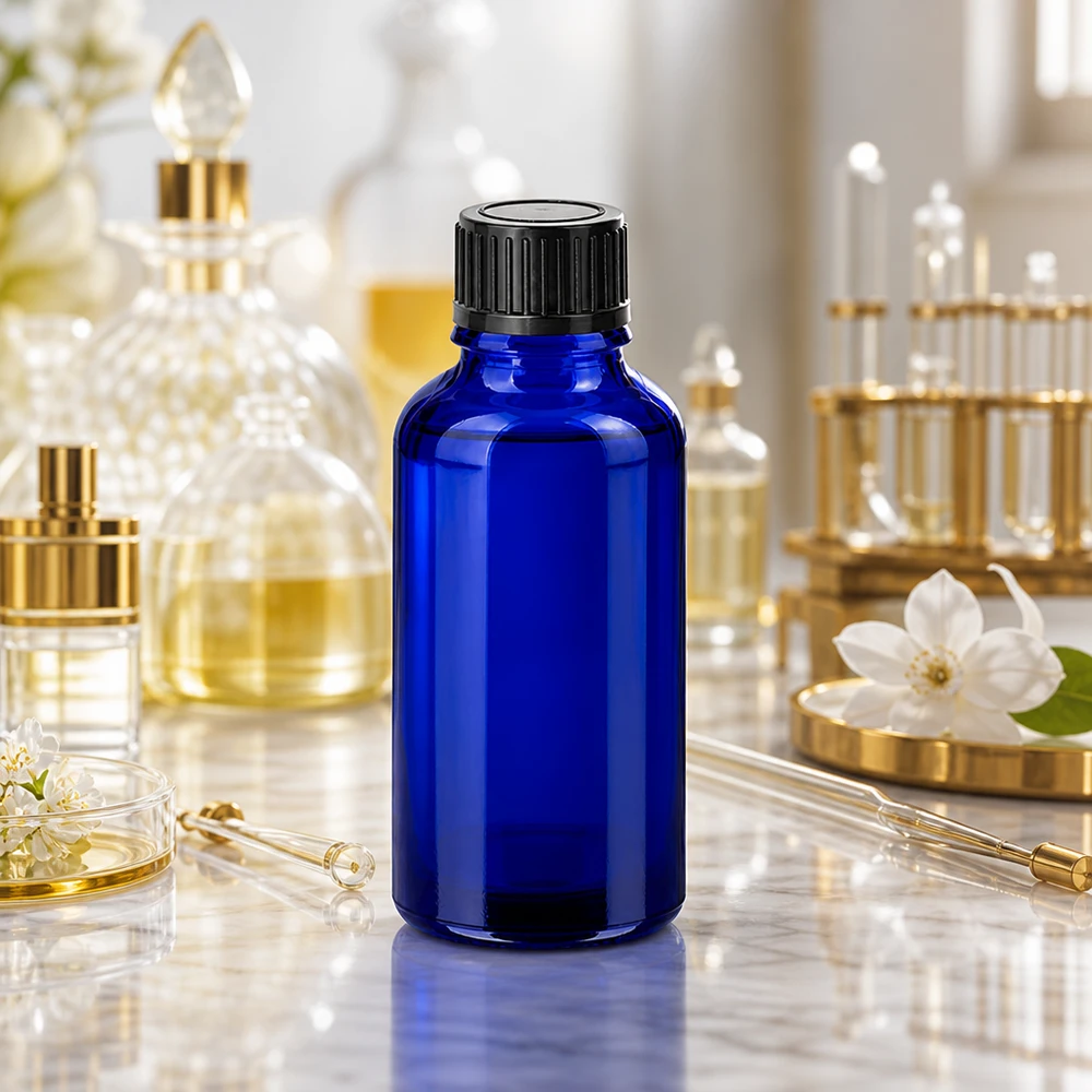 Handliche 30ml Flasche mit schwarzem 11mm Verschluss ideal für DIY Kosmetik und Mischungen