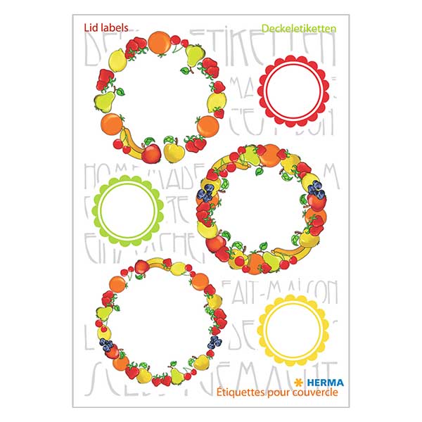 Deckeletiketten "Obst" (18 Aufkleber) ø24/43mm Deckeletiketten "Obst" (18 Aufkleber) ø24/43mm
