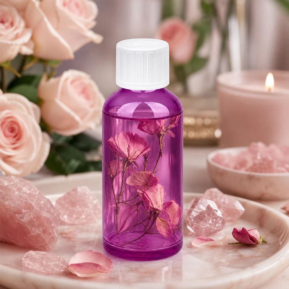 50ml violette Flasche mit weißem Schraubverschluss UT18 Gewinde für Nachfüllungen