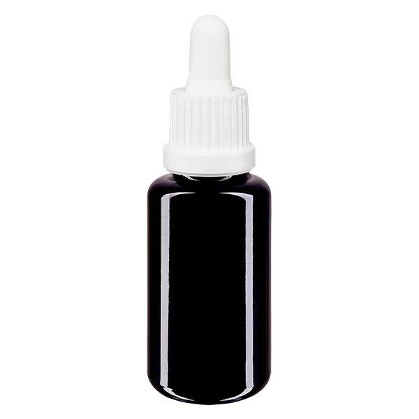 Apothekenflasche violett 20ml Pipette weiß Originalitätsverschluss