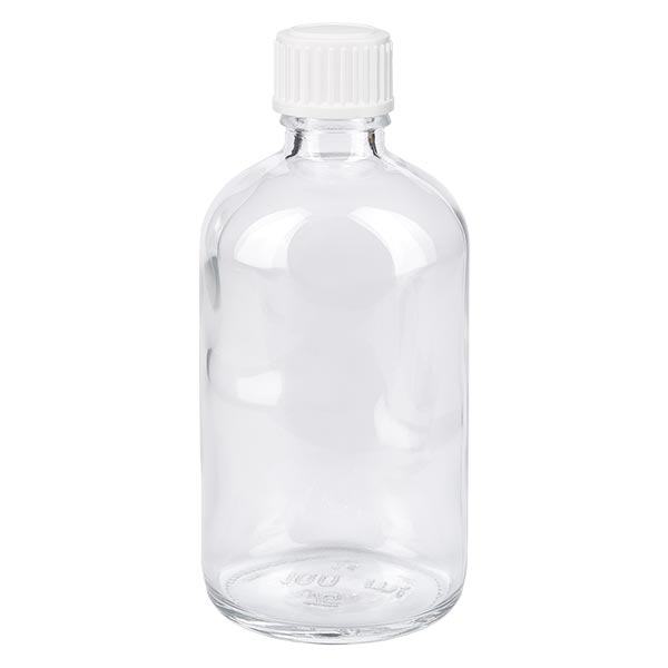 Apothekenflasche klar 100ml Tropfverschluss weiß 0.8mm Standard