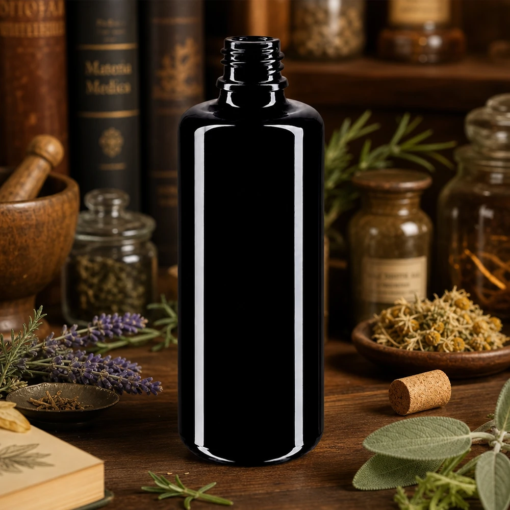 Apothekerflasche Orion 50ml aus original Miron Violettglas für traditionelle Heilmittel Herstellung