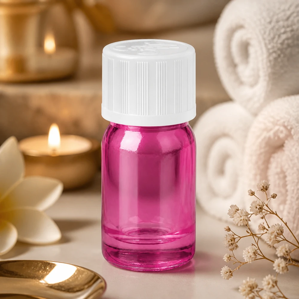 Robuste 5ml Glasflasche mit weißem KiSi-Verschluss in violett für langfristige Lagerung