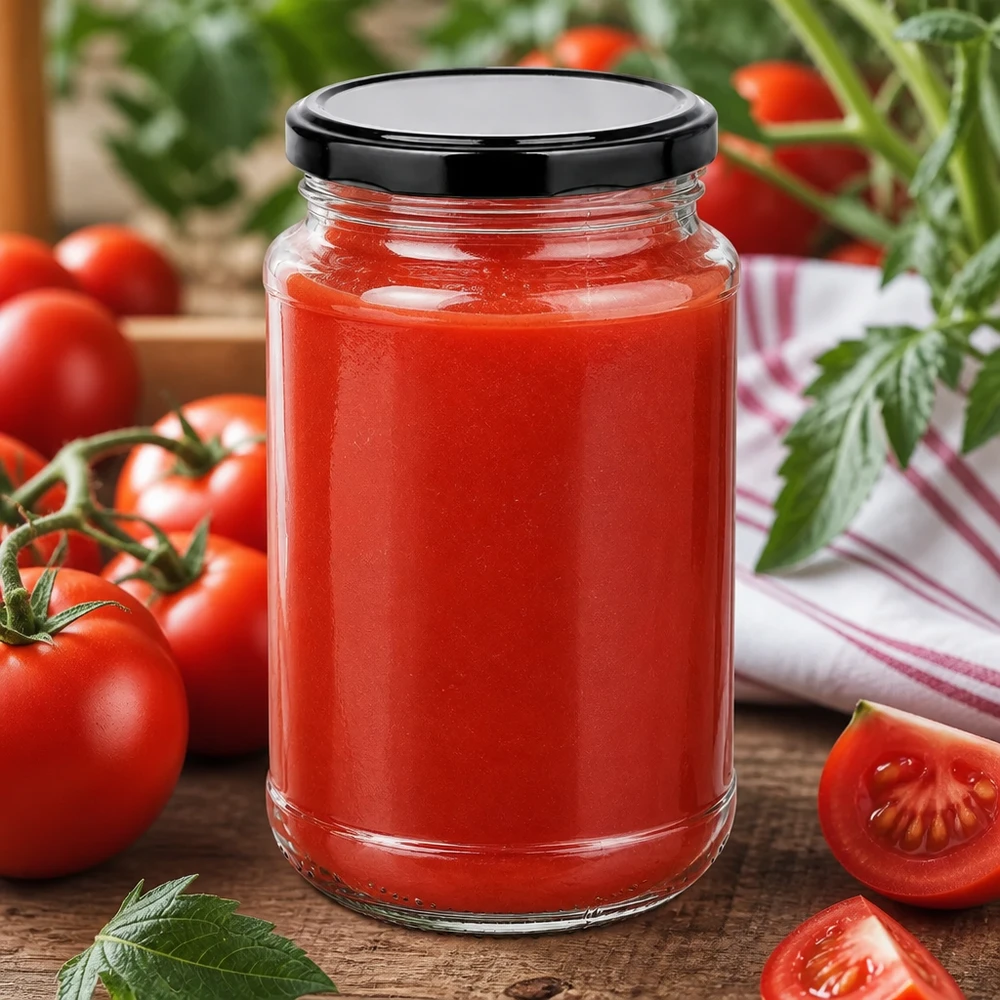 Kleines Rundglas 320ml UNiTWIST mit BasicSeal schwarz perfekt zum Haltbarmachen von Tomatenmark