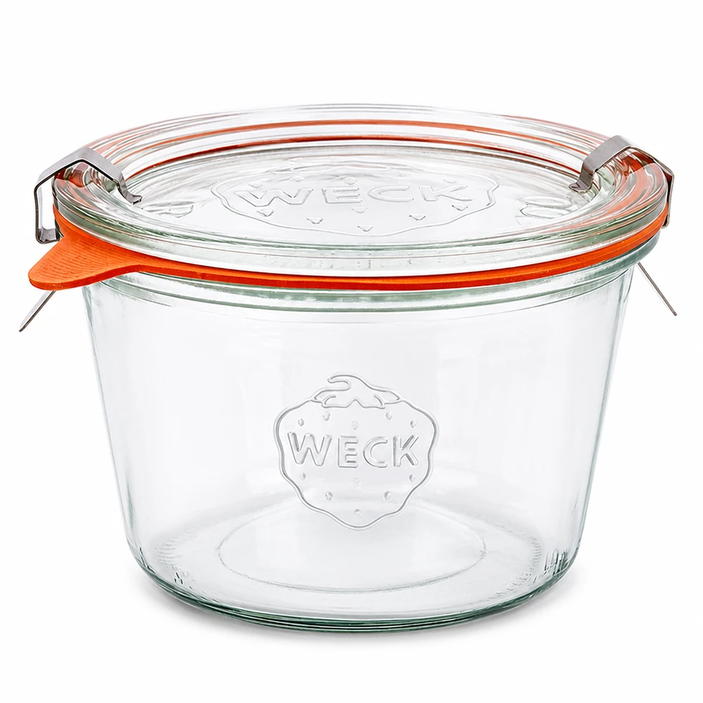 370ml Sturzglas komplett WECK RR100 WECK Sturzglas 370ml RR100 mit Glasdeckel und orangem Gummiring komplett Set für Einkochen und Konservieren