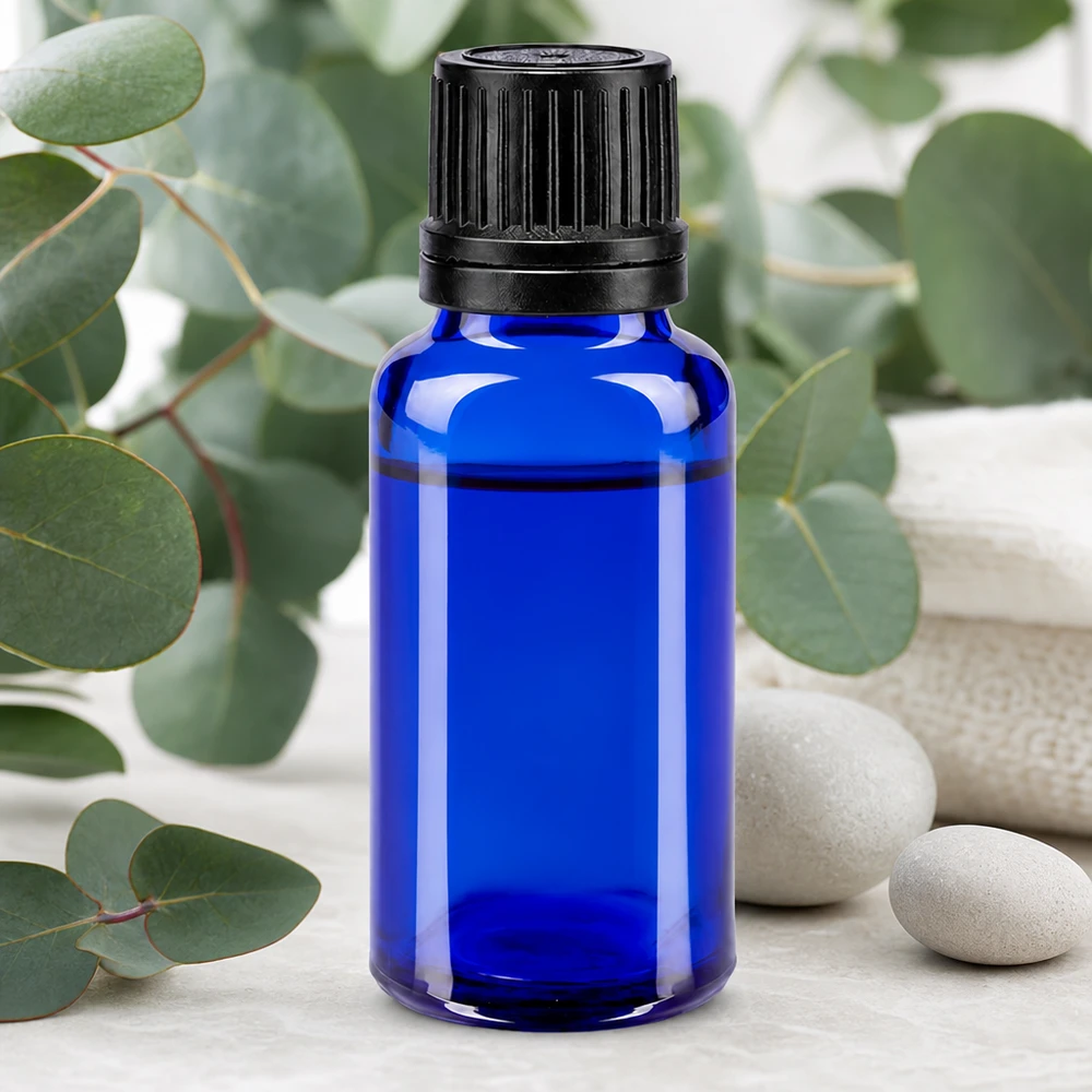 Apothekenflasche blau 20ml Tropfverschluss weiß 0.8mm Standard 20ml blaue Präzisions-Tropfflasche aus ApoGlas mit 0,9mm Düse für exakte Dosierung von Flüssigkeiten