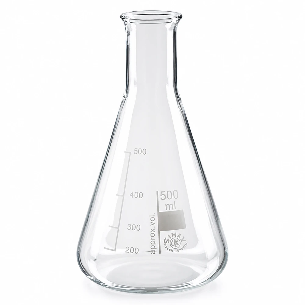 Erlenmeyerkolben 500ml Fassungsvermögen mit Enghals für Experimente und Analysen