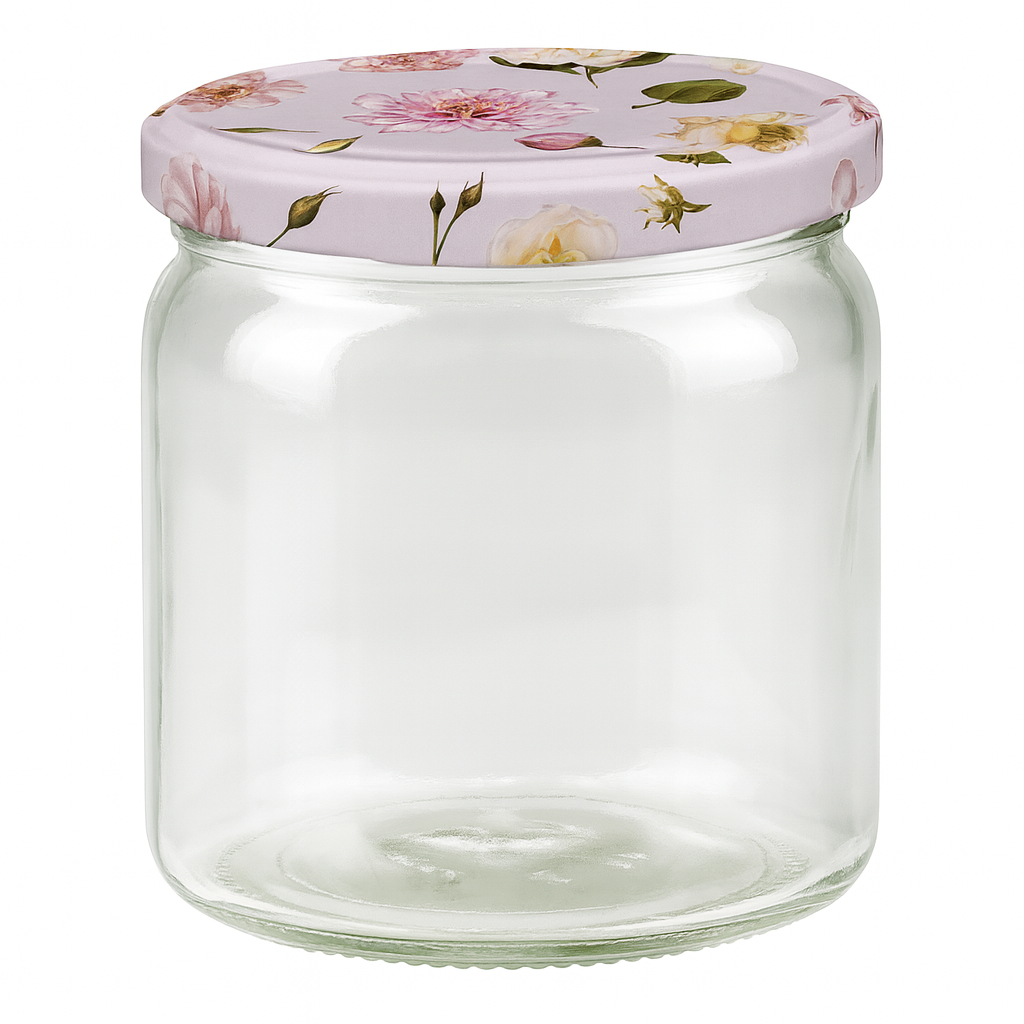 408ml Rundglas + BasicSeal Deckel Blume rosa UNiTWIST