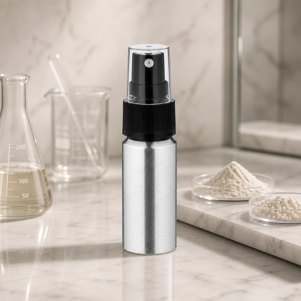 Matte Aluminiumflasche 20ml mit Zerstäuber - nachfüllbar und wiederverwendbar