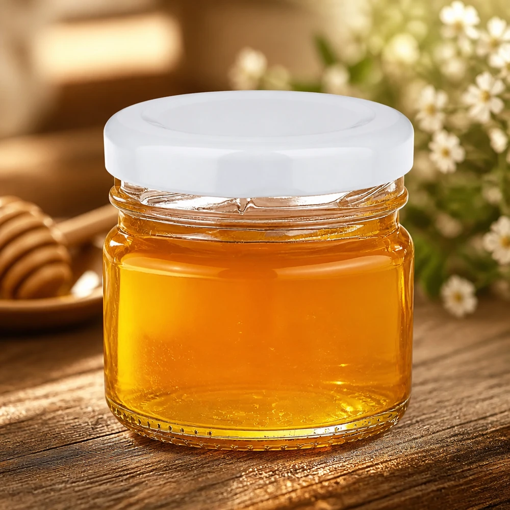 UNiTWIST 33ml Portionsglas mit weißem BasicSeal Deckel perfekt für Honigproben und Gastgeschenke