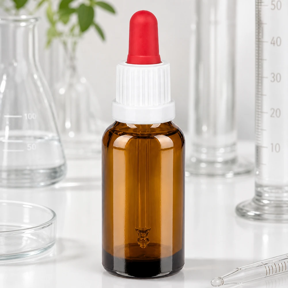 20ml Pipettenflasche weiß/rot Originalitätsverschluss BrownLine UT18/20 Medizinische Pipettenflasche 20ml braun für hygienische und sterile Anwendungen
