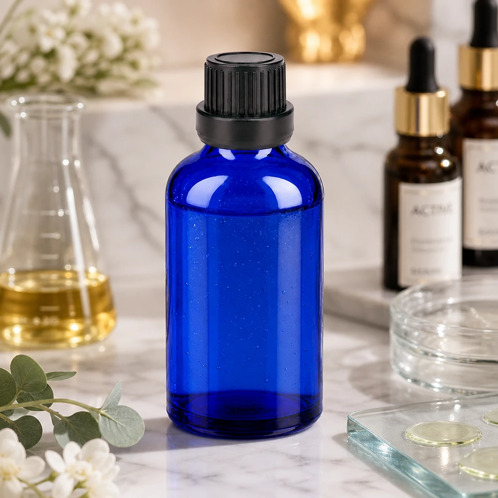 Nachfüllbare 50ml Glasflasche mit schwarzem Kindersicherheitsverschluss für den Hausgebrauch