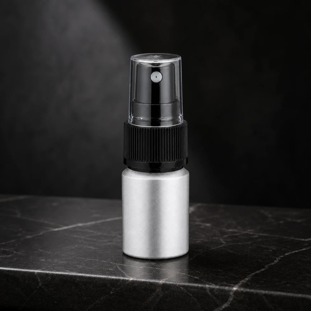 Elegante 10ml Aluminiumflasche mit schwarzem Zerstäuber stilvolles Design für den Einzelhandel