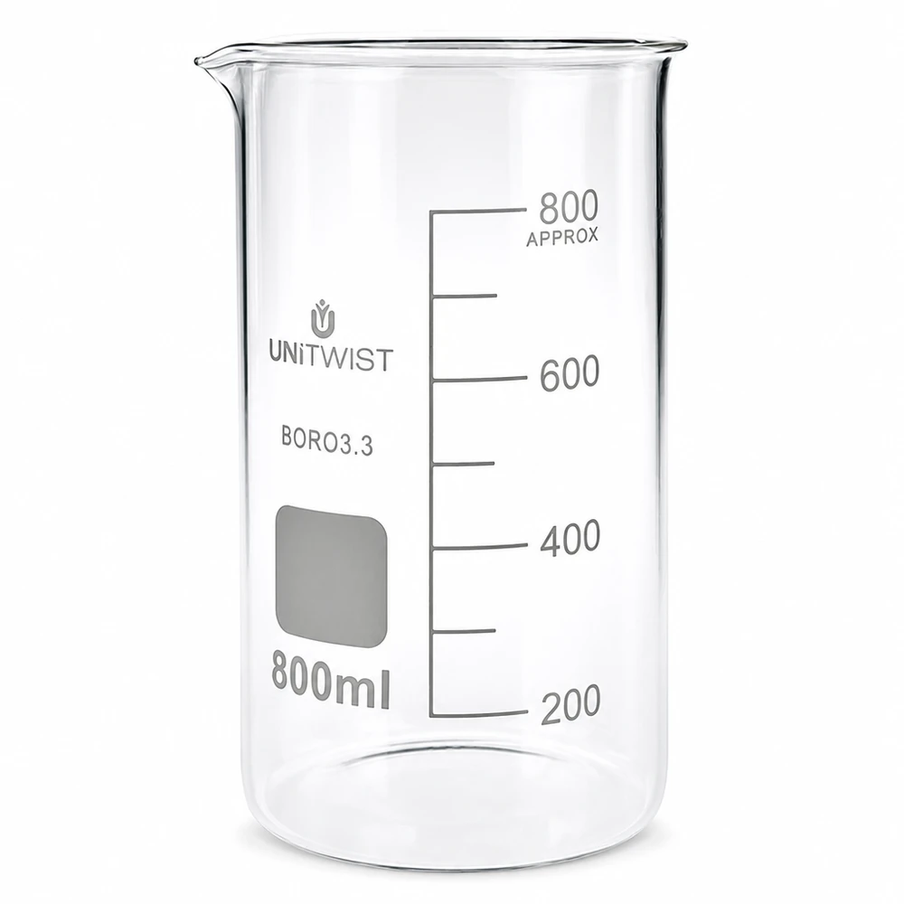 Großes Becherglas 800ml hohe Form Borosilikat für Labor und Wissenschaft UNITWIST