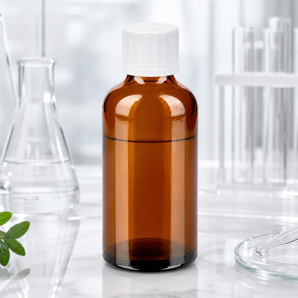 50ml Flasche 11mm Schraubverschluss weiß Standard Kindersicherung BrownLine UT18/50 50ml BrownLine Glasflasche mit 11mm Hals für präzise Füllmengen und Portionierung