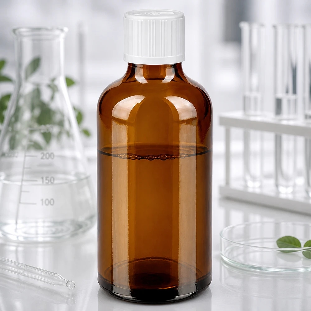 50ml Apothekerflasche Braunglas lichtgeschützt mit kindersicherem Verschluss weiß