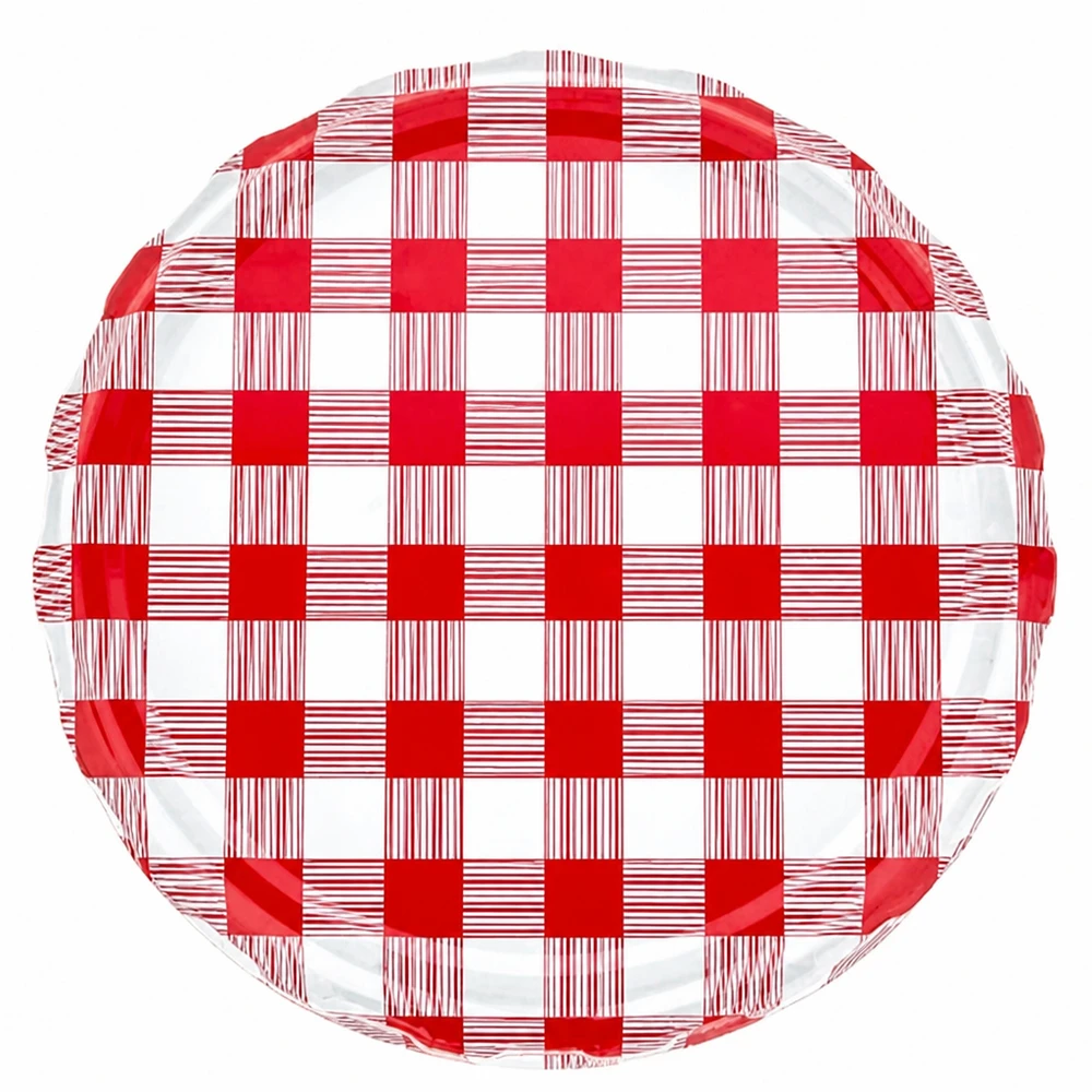 Konservendeckel TO82 82mm rot weißes Karo Muster BasicSeal Verschlussdeckel