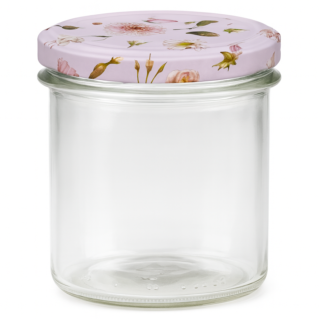 350ml Sturzglas + BasicSeal Deckel Blume rosa UNiTWIST