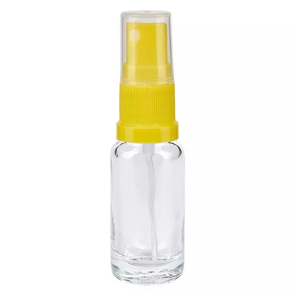 Apothekenflasche klar 10ml Sprayaufsatz gelb Apothekenflasche klar 10ml Sprayaufsatz gelb