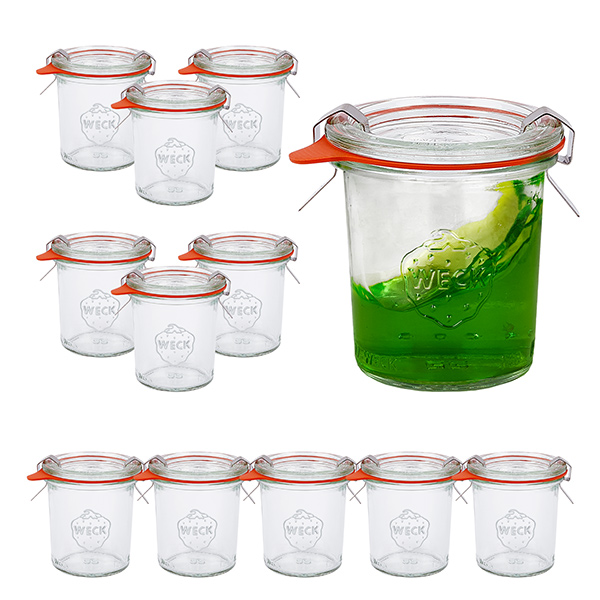 12er Set Weck Gläser 140 ml Sturzgläser mit 12 Glasdeckeln,