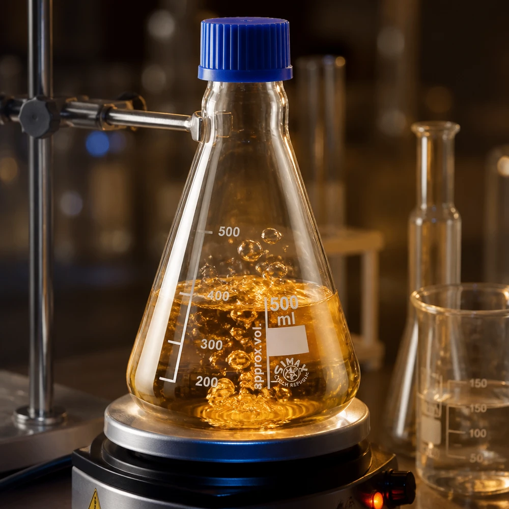 Erlenmeyerkolben 500ml mit seitlichem Ausguss und chemikalienbeständiger Oberfläche