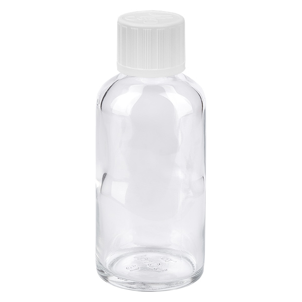 50ml Flasche 11mm Schraubverschluss weiß Standard Kindersicherung ClearLine UT18/50 50ml Flasche 11mm Schraubverschluss weiß Standard Kindersicherung ClearLine UT18/50