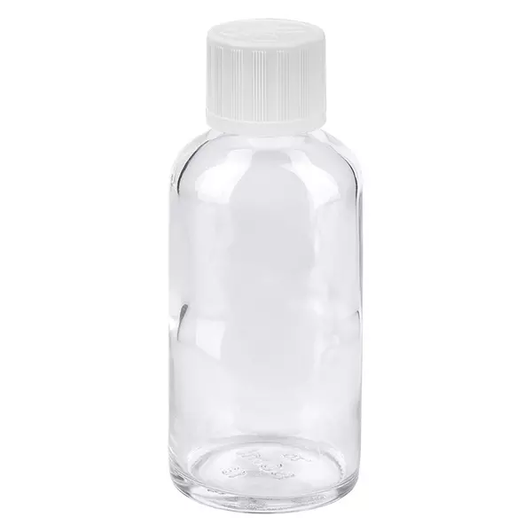 50ml Flasche 11mm Schraubverschluss weiß Standard Kindersicherung ClearLine UT18/50