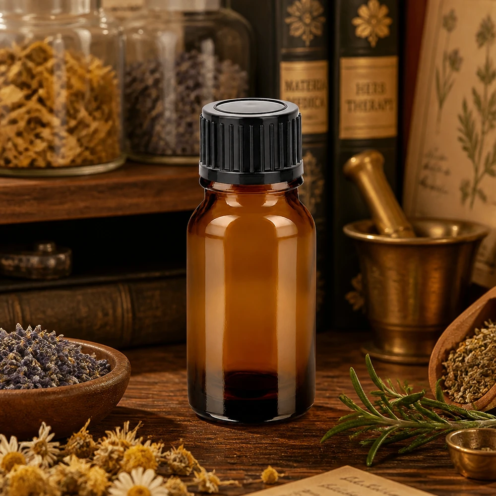 10ml Braunglasflasche im Standardformat mit schwarzem Verschluss für Pharmazie und Aromatherapie