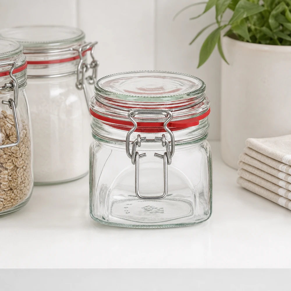 370ml Vorratsglas Typ G mit Bügelverschluss UN.. Vielseitiges 370ml Glasgefäß mit Schnappverschluss für Trockenvorräte und Konserven