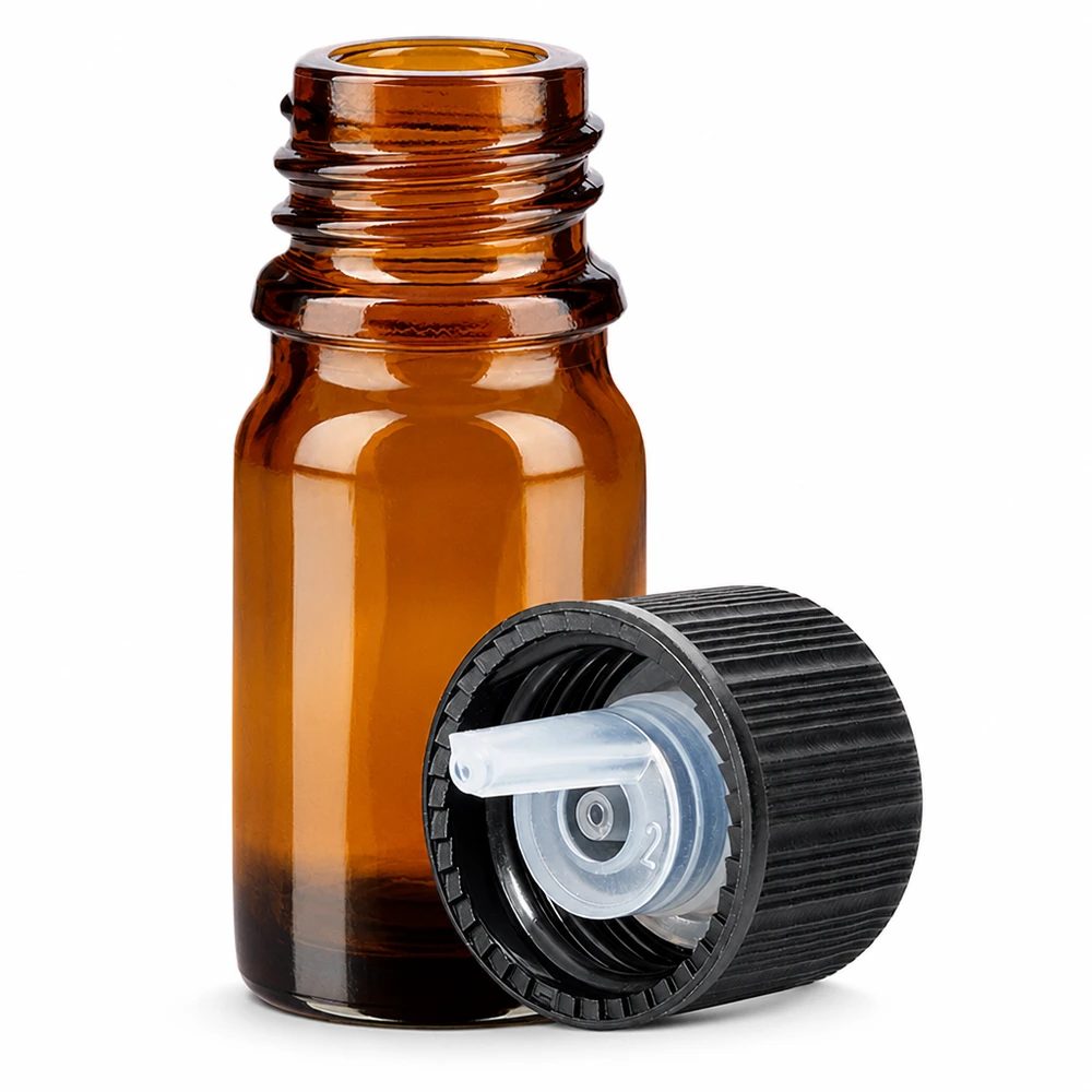 BrownLine Glasflasche 5ml mit 1mm Tropfeinsatz für exakte Portionierung