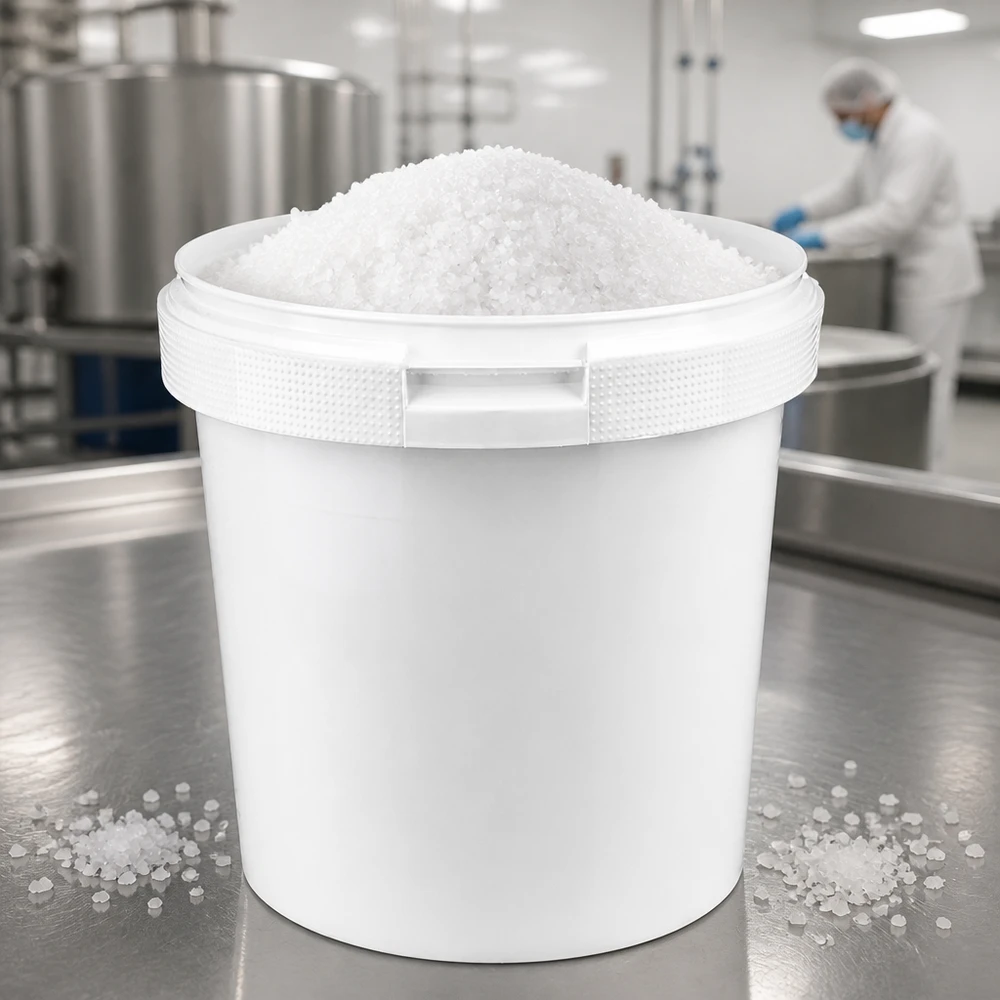 Eimer 2.5L aus weißem Kunststoff Polypropylen ohne Deckel Weißer offener 2,5L Eimer aus lebensmittelechtem PP Kunststoff für Produktion und Gewerbe