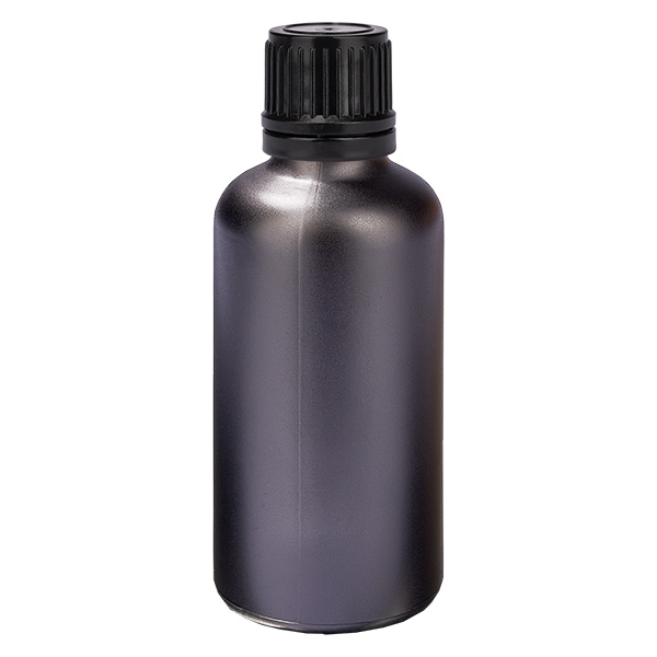 50ml Globuliflasche 3mm Giessring schwarz Originalitätsverschluss BlackL. UT18/50