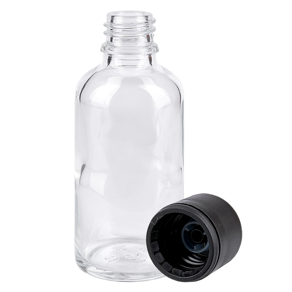 50ml Flasche 6mm Schraubverschluss schwarz Standard ClearLine UT18/50 50ml Flasche 6mm Schraubverschluss schwarz Standard ClearLine UT18/50