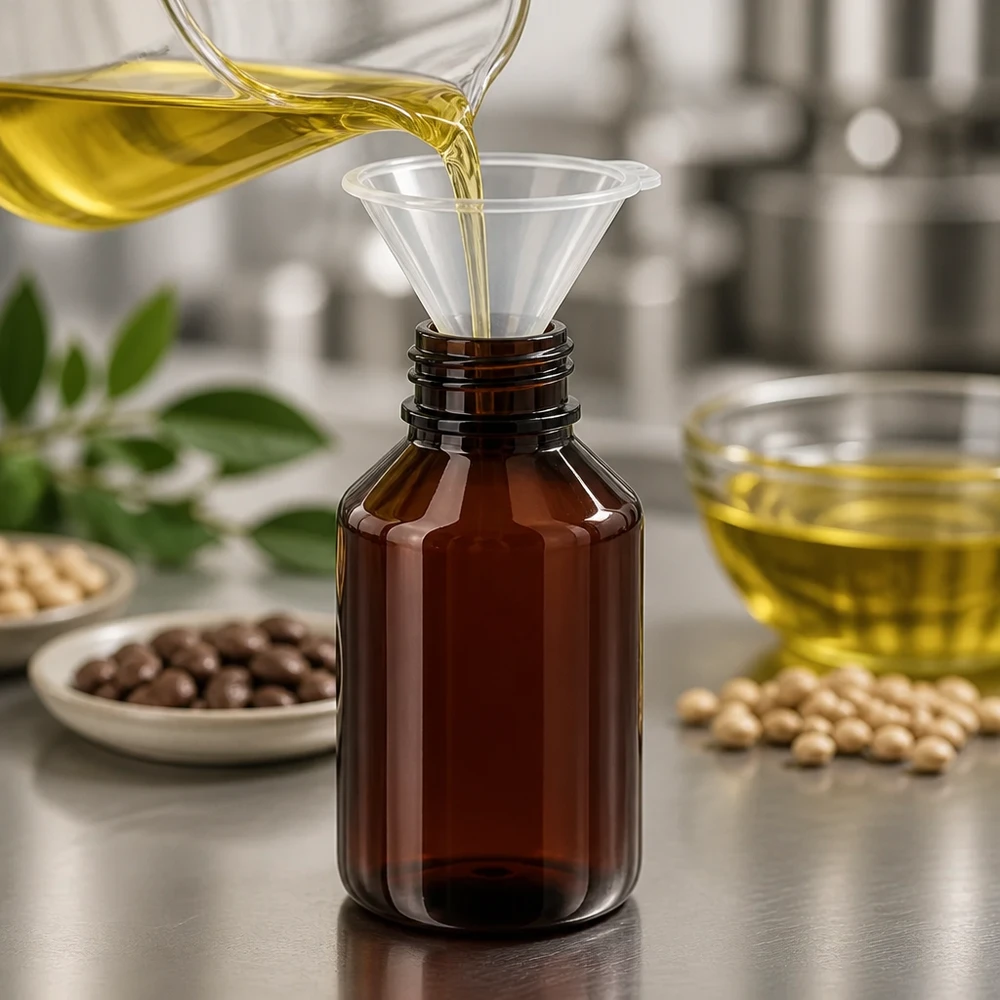 Nachfüllbare 50ml Kunststoffflasche mit weißem OV für kosmetische und natürliche Öle