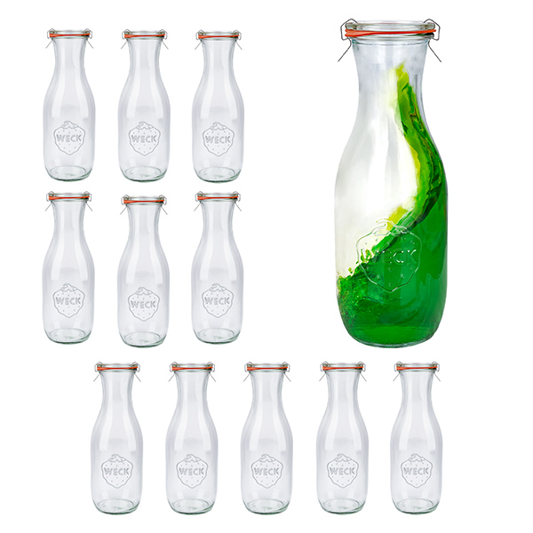 12er Set Weck Gläser 1062ml Saftflasche mit 12 Glasdeckeln, 12er Set Weck Gläser 1062ml Saftflasche mit 12 Glasdeckeln,