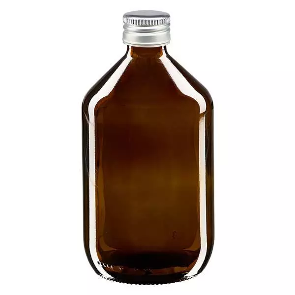 500ml Medizinflasche braun, mit Verschluss silber Aluminium ApoGlas 500ml Medizinflasche braun, mit Verschluss silber Aluminium ApoGlas