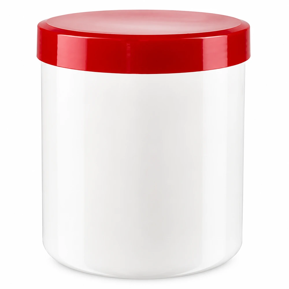 PP Salbenkruke 20 Gramm weiss mit rotem Schraubdeckel für Apotheke und Kosmetik