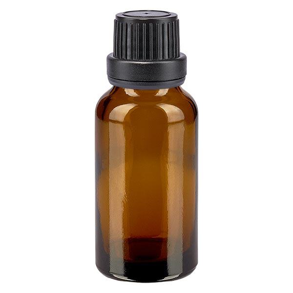 Apothekenflasche braun 20ml Tropfverschluss Giessring 2mm schwarz Originalitätsverschluss