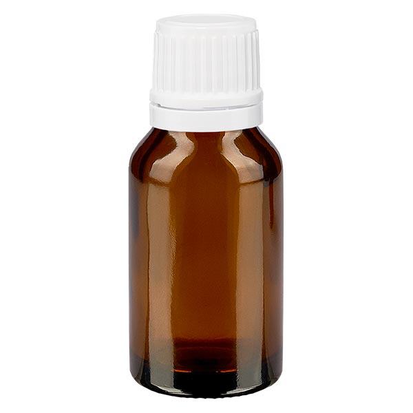 Apothekenflasche braun 15ml Schraubverschluss weiß Originalitätsverschluss Apothekenflasche braun 15ml Schraubverschluss weiß Originalitätsverschluss