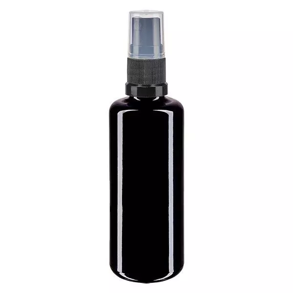 Apothekenflasche violett 50ml Sprayaufsatz schwarz Apothekenflasche violett 50ml Sprayaufsatz schwarz