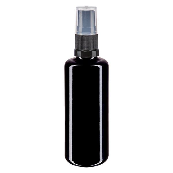 Apothekenflasche violett 50ml Sprayaufsatz schwarz