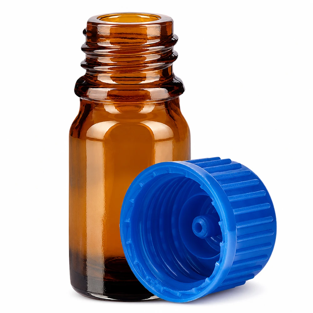 5ml Flasche 11mm Schraubverschluss blau Standard BrownLine UT18/5 Hochwertige 5ml Glasflasche in Braun mit blauem 11mm Schraubverschluss für sichere Lagerung