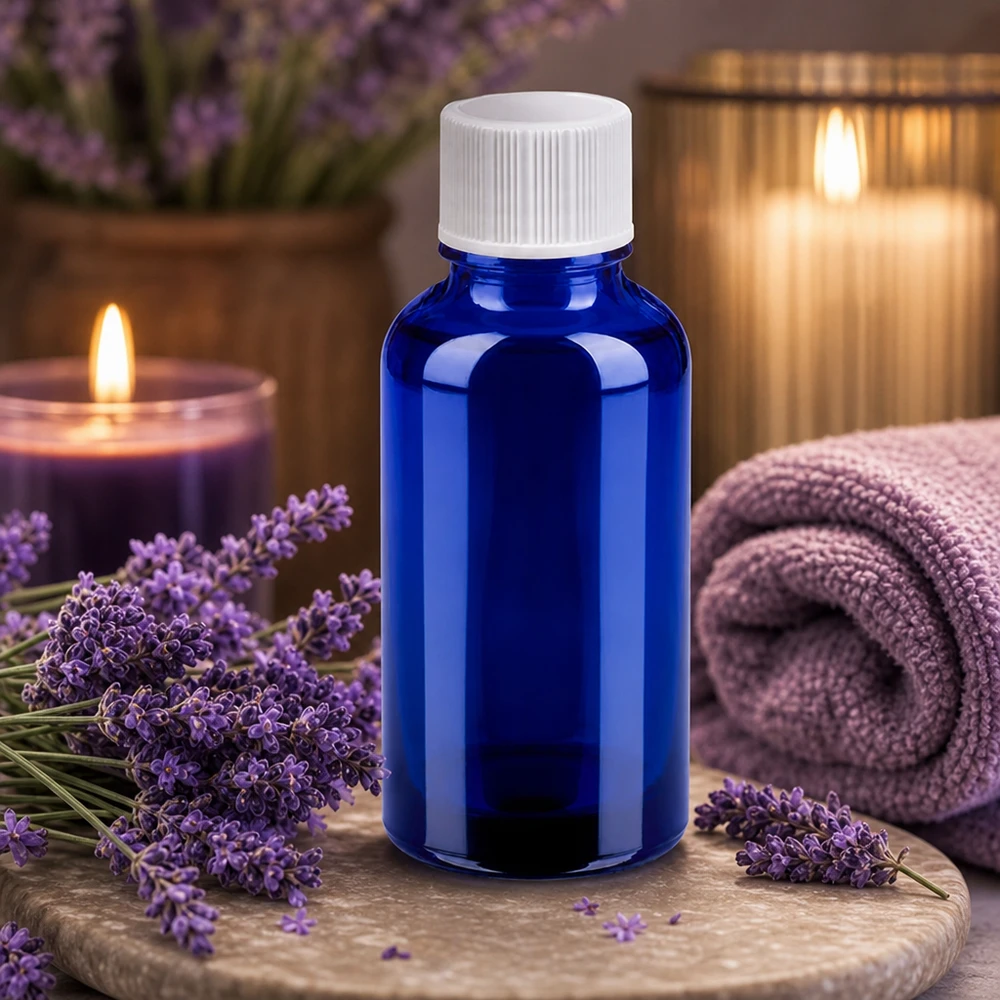 Professionelle 30ml Flasche aus blauem Borosilikatglas mit Originalitätsverschluss