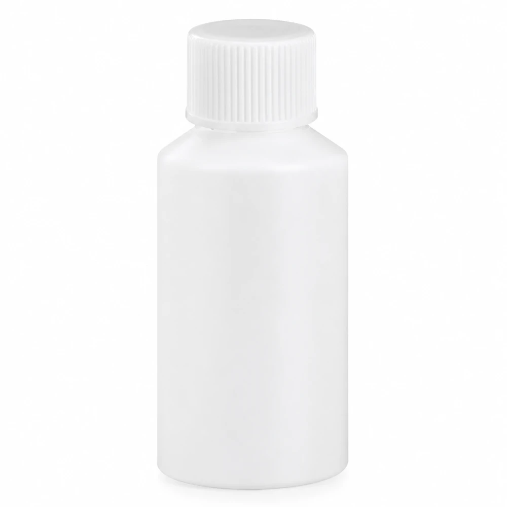 Apothekenflasche HDPE 50ml weiß, mit weißem Schraubverschluss Kompakte weiße HDPE Apothekenflasche 50ml für Flüssigkeiten