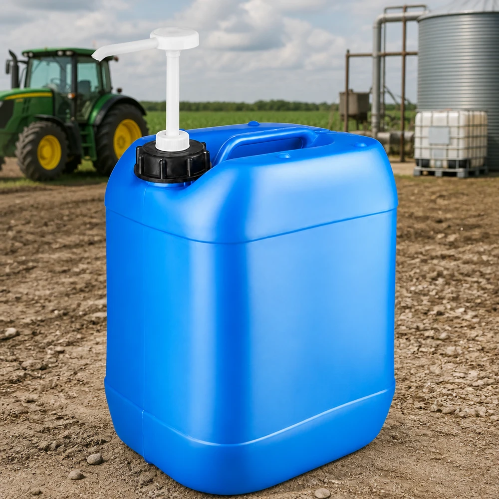 Tragbarer blauer Flüssigkeitskanister 20 Liter mit Pumpenaufsatz für den Außeneinsatz