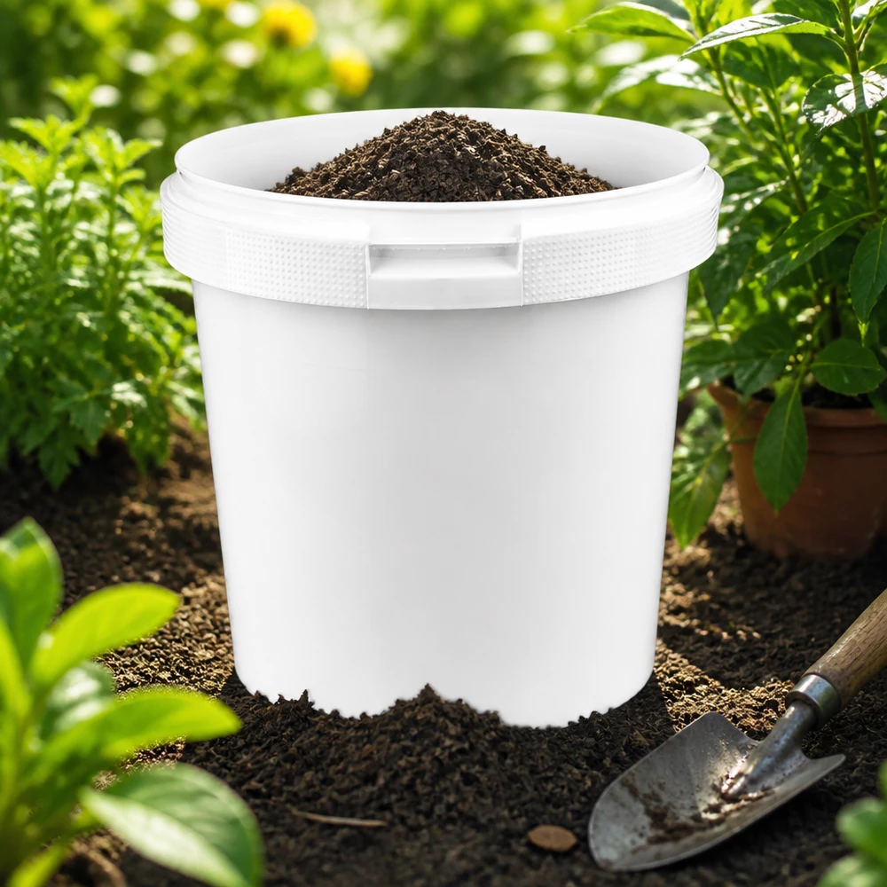 Robuster Mehrzweckeimer 2,5L aus weißem PP ohne Deckel für Garten und Freizeit
