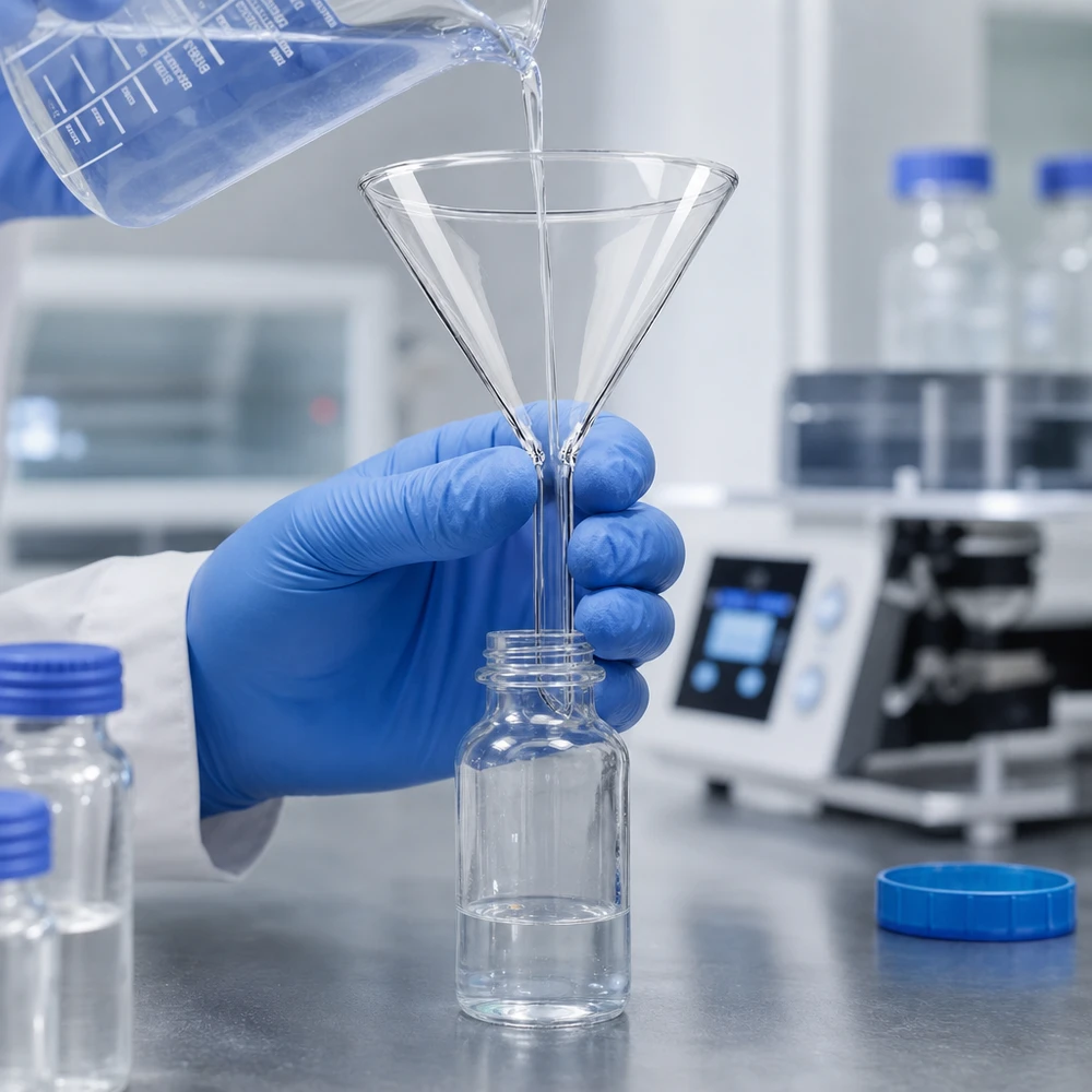 Professioneller Glastrichter Kurzform für Qualitätskontrolle und wissenschaftliche Experimente