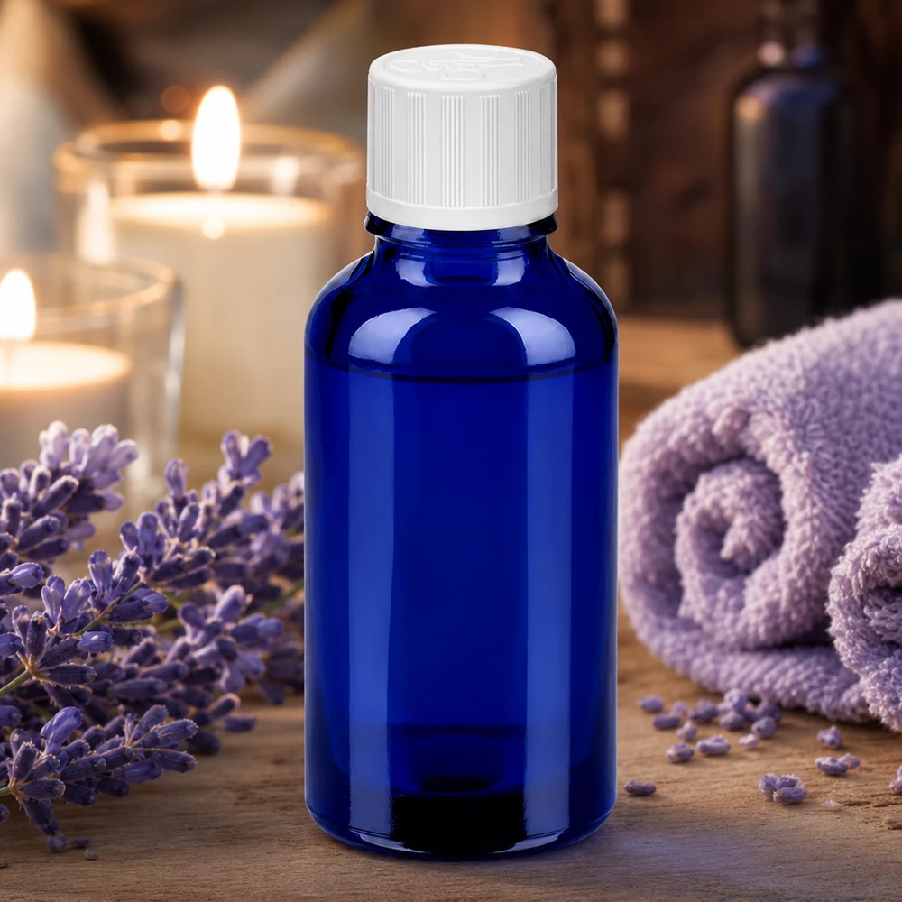 30ml Flasche 11mm Schraubverschluss weiß Standard Kindersicherung BlueLine UT18/30 Handliche 30ml blaue Glasflasche mit 18mm Gewinde für Laboranwendungen
