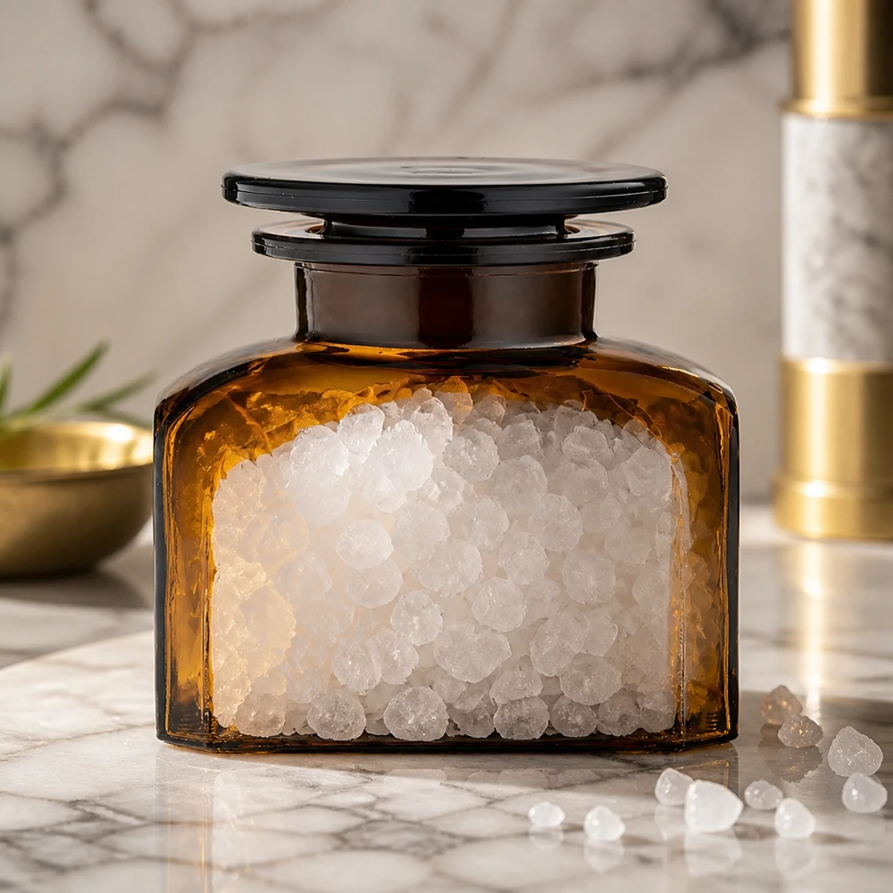 Dekoratives Gewürzglas 150 ml Vierkant-Apothekerflasche mit grobkörnigem Salz